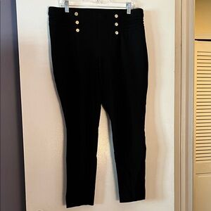 Anne Klein Black Skinny Trousers with Gold Accents